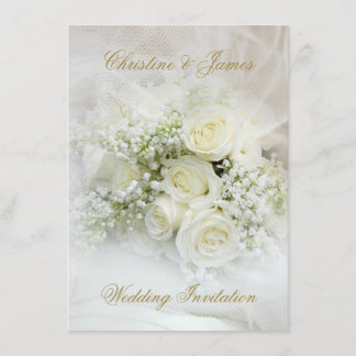Faire-part de mariage de magnifiques roses blanche