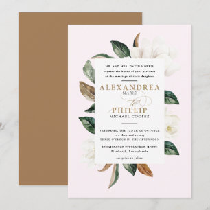 Faire-part de mariage de Magnolia Rose pâle