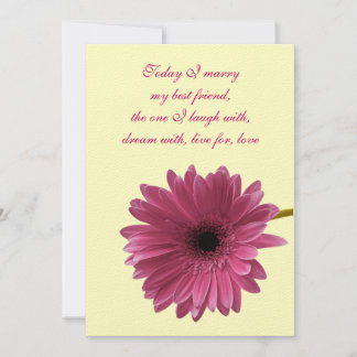 Faire-part de mariage de marguerite rose personnal