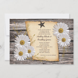 Faire-part de mariage de marguerite rustique