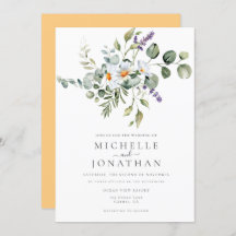 Faire-part de mariage de marguerites blanches avec