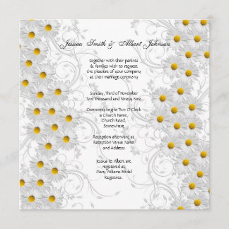 Faire-part de mariage de marguerites florales blan