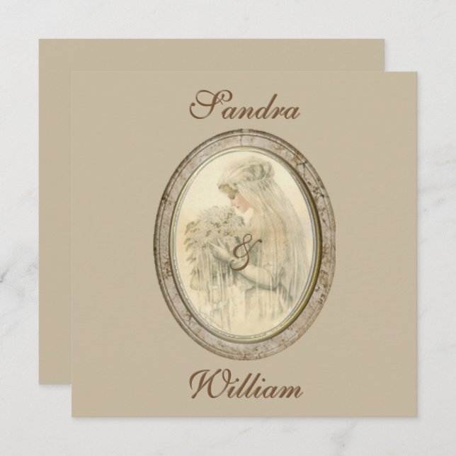Faire-part de mariage de mariée antique (Devant / Derrière)