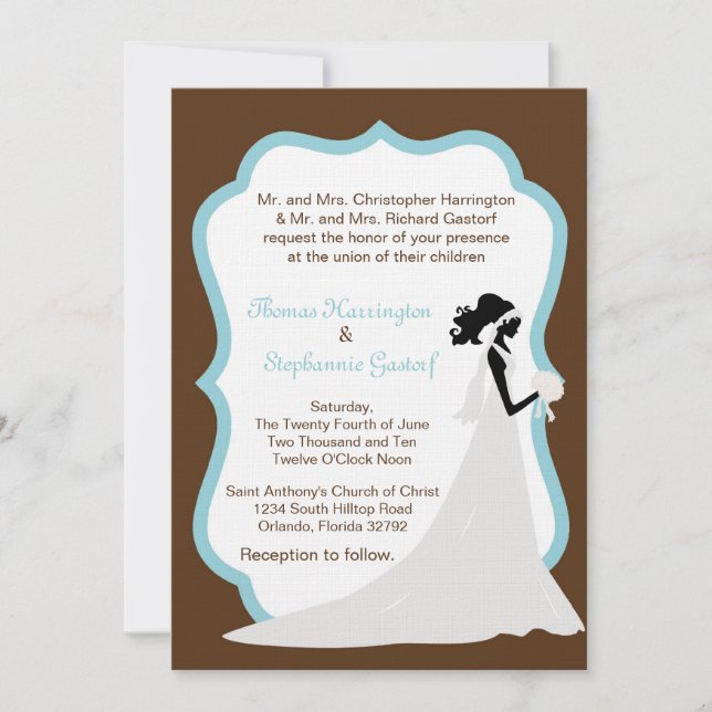 faire-part de mariage de mariée Brown 5x7 (Devant)