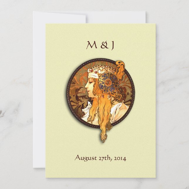 Faire-part de mariage de mariée de style Art nouve (Devant)