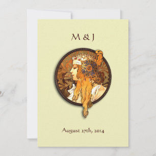 Faire-part de mariage de mariée de style Art nouve