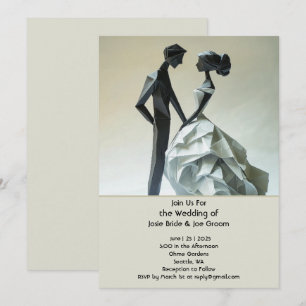 Faire-part de mariage de mariée en origami moderne