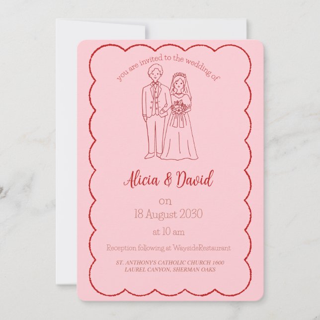 Faire-part de mariage de mariée et de chambre de d (Devant)
