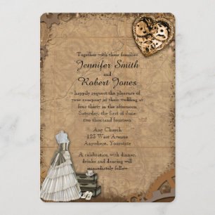 Faire-part de mariage de mariée vintage Steampunk