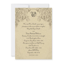 Faire-part de mariage de monogramme à rouleaux vap