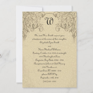Faire-part de mariage de monogramme à rouleaux vap