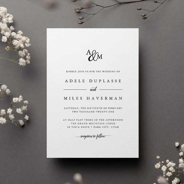 Faire-part de mariage de monogramme d'ammoniac (Classic monogram wedding invitation)