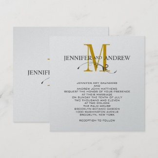 Faire-part de mariage de monogramme d'argent et