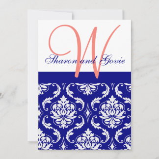 Faire-part de mariage de monogramme de corail Dama