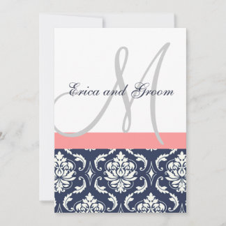 Faire-part de mariage de monogramme de corail dama