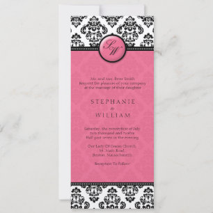 Faire-part de mariage de monogramme de damassé de