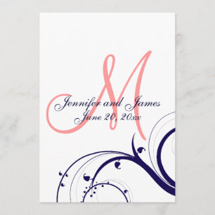 Faire-part de mariage de monogramme de la marine C