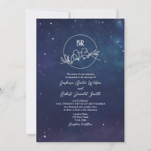 Faire-part de mariage de monogramme de nuit étoilé