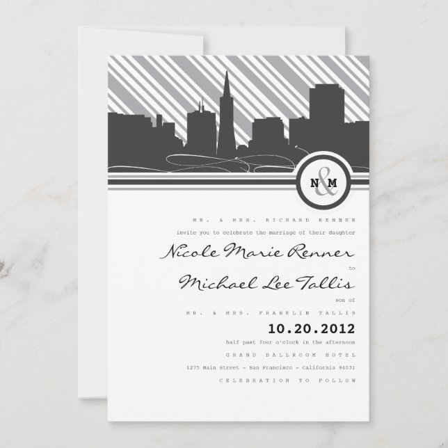 Faire-part de mariage de monogramme de San (Devant)
