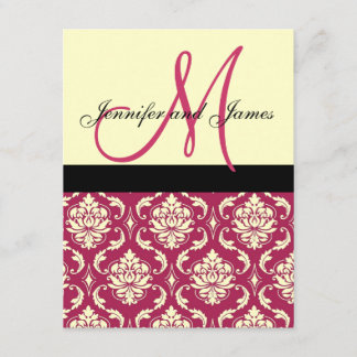Faire-part de mariage de monogramme en ivoire rose