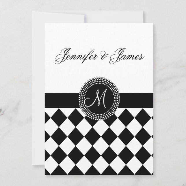 Faire-part de mariage de monogramme fait sur (Devant)