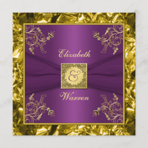 Faire-part de mariage de monogramme floral violet 