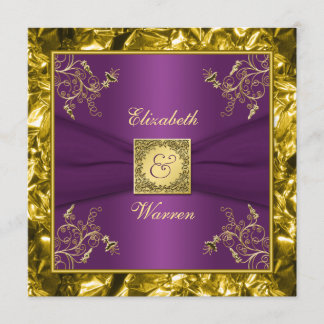 Faire-part de mariage de monogramme floral violet