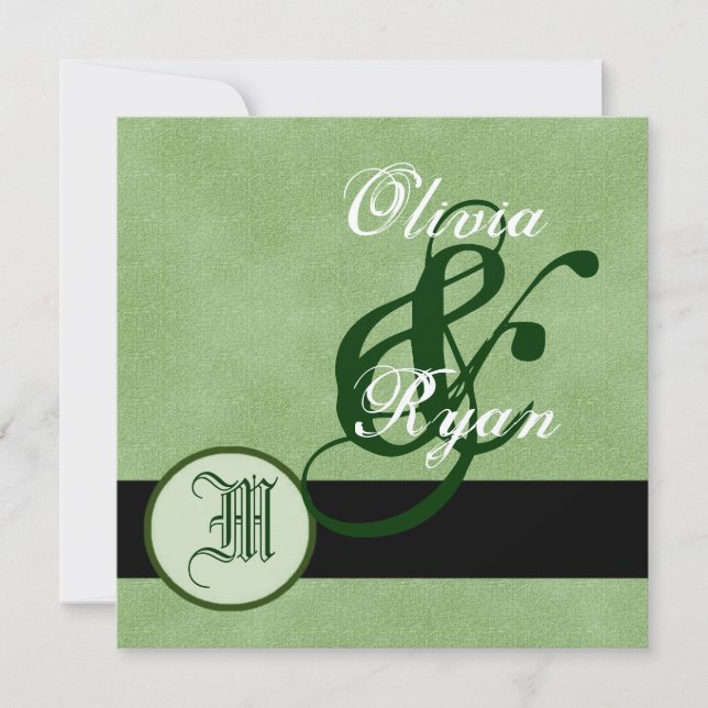FAIRE-PART DE MARIAGE de monogramme VERT FOREST (Devant)