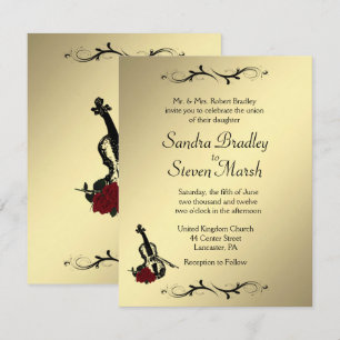 Faire-part de mariage de musique violon