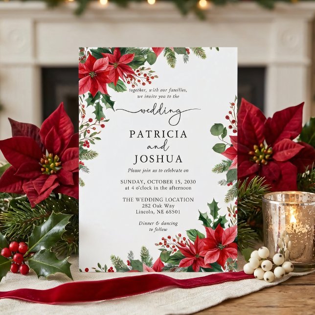 Faire-part de mariage de Noël à thème botanique hi (Créateur téléchargé)