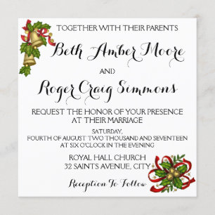 Faire-part de mariage de Noël de Bells de gui