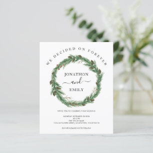 Faire-part de mariage de Noël de la couronne de pi