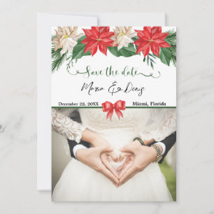 Faire-part de mariage de Noël élégant avec photo