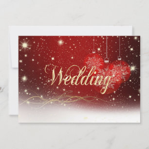 Faire-part de mariage de Noël rouge et or