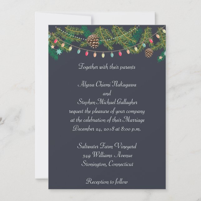 Faire-part de mariage de Noël sur tableau noir (Devant)