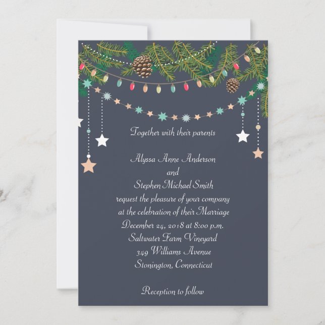 Faire-part de mariage de Noël sur tableau noir (Devant)