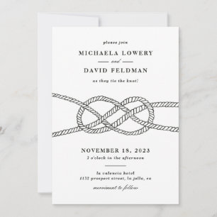 Faire-part de mariage de noeud illustré - Noir