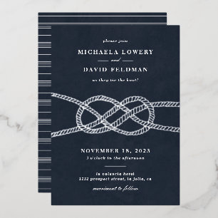 Faire-part de mariage de noeud illustrée - Marine