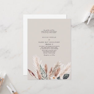 Faire-part de mariage de Pampas beige colorée