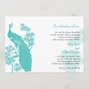 Faire-part de mariage de paon