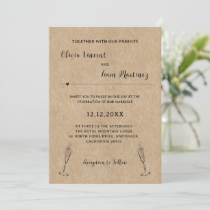 Faire-part de mariage de papier rustique