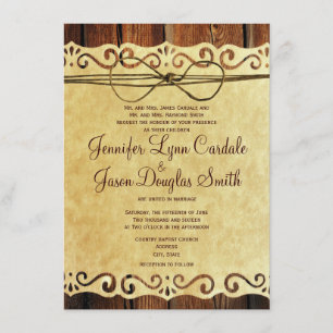 Faire-part de mariage de papier Vintage en bois de