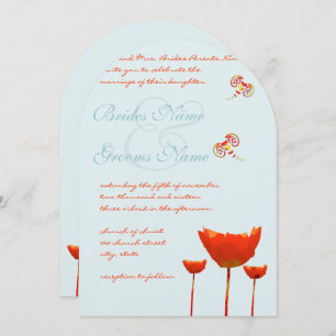 Faire-part de mariage de papillons Aqua Orange Pop