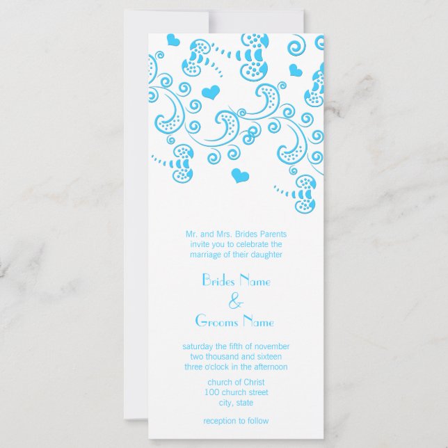 Faire-part de mariage de papillons bleu Aqua (Devant)
