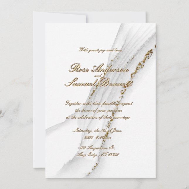 Faire-part de mariage de Parties scintillant blanc (Devant)