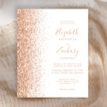 Faire-part de mariage de Parties scintillant Budge<br><div class="desc">Le bord gauche de cette élégante faire-part de mariage moderne est orné d'une bordure en faux parties scintillant pêche. Le texte personnalisable combine écriture pêche,  cuivre et polices italiques sur un arrière - plan blanc. L'envers présente un design de parties scintillant de pêche correspondant.</div>