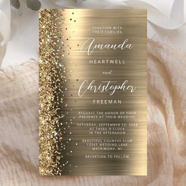 Faire-part de mariage de Parties scintillant Gold  (Créateur téléchargé)