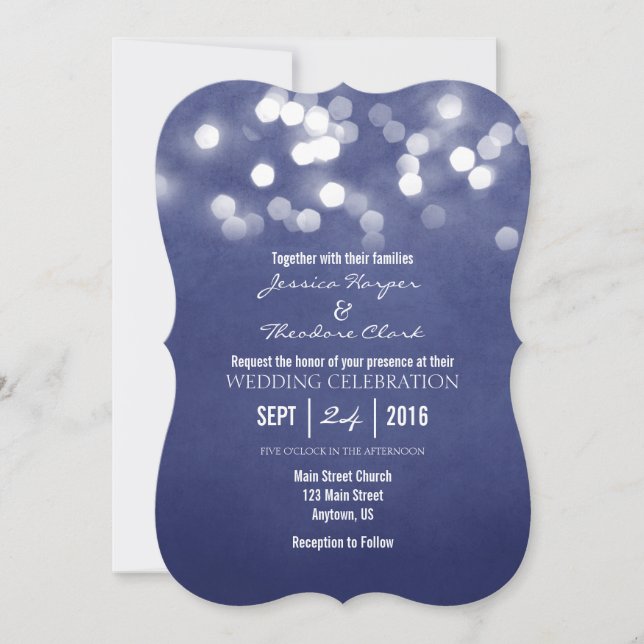 Faire-part de mariage de Parties scintillant Navy  (Devant)