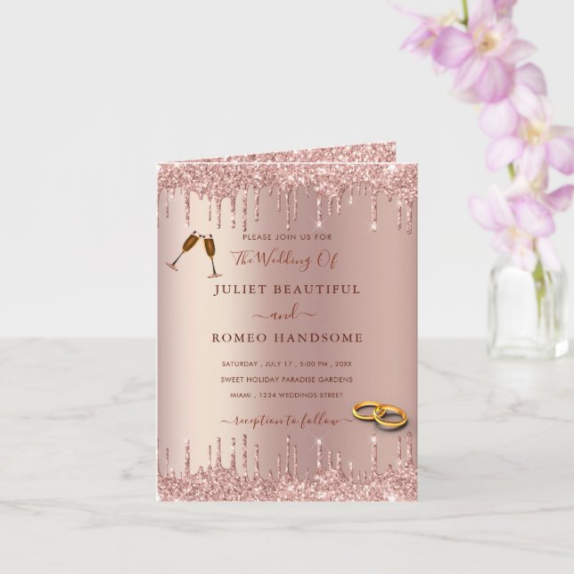 Faire-part de mariage de Parties scintillant or ro (Orchidée)