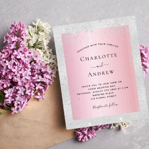 Faire-part de mariage de parties scintillant rose